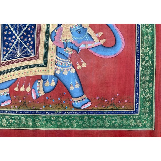 Indian Vintage Indian Elephant Gouache Painting For Sale - Image 3 of 7