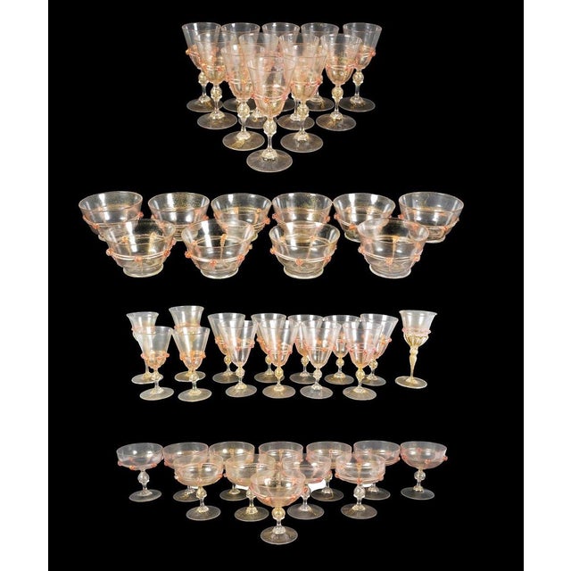 Glass Mid 20th Century Set of Salviati Murano Italian Art Glass Venetian Stemware & Bowls - 48 pcs For Sale - Image 7 of 7