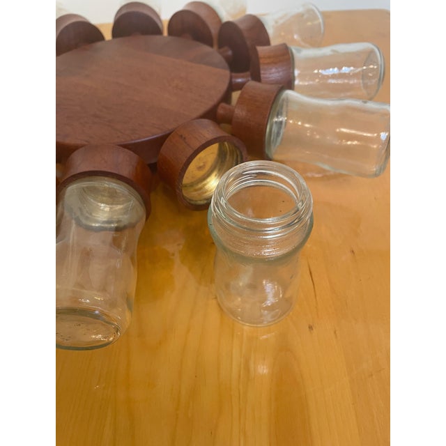 Midcentury Digsmed Danish Teak Spice Rack Wheel With 12 Glass Jars For Sale - Image 9 of 11
