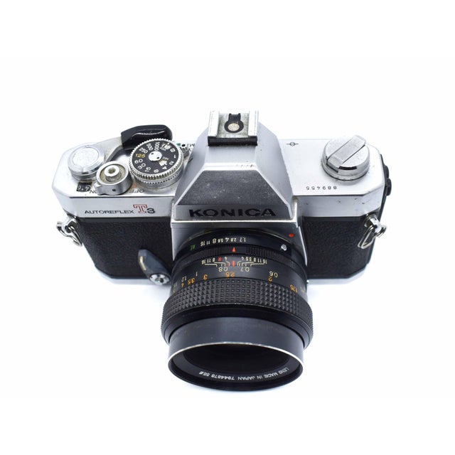 Vintage 1970's Konica Autoreflex T3 35mm SLR Camera With Hexanon Ar 50mm Lens For Sale - Image 4 of 9