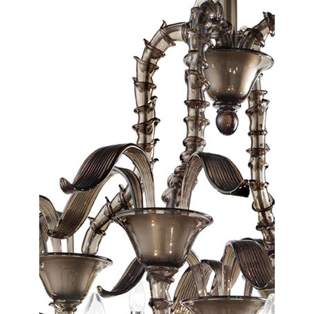 Stunning Modern Smoked-Fumè “Ca’ Rezzonico” Murano Glass Chandelier . For Sale - Image 4 of 6