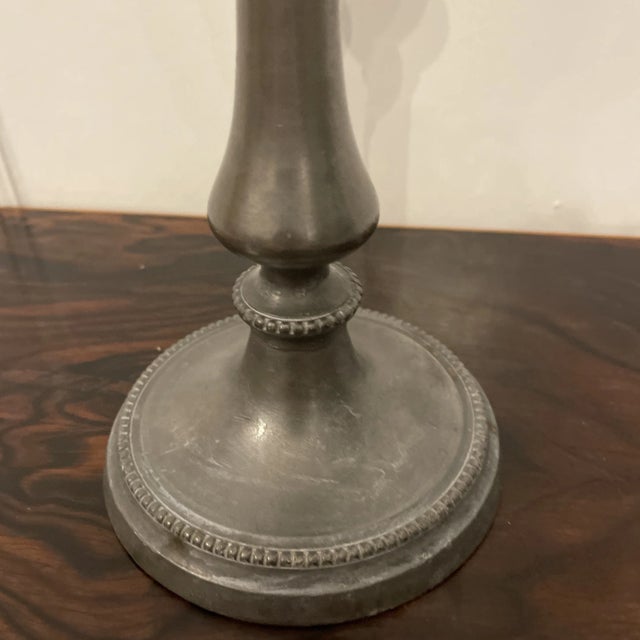 American Antique Pewter Candlestick For Sale - Image 3 of 5
