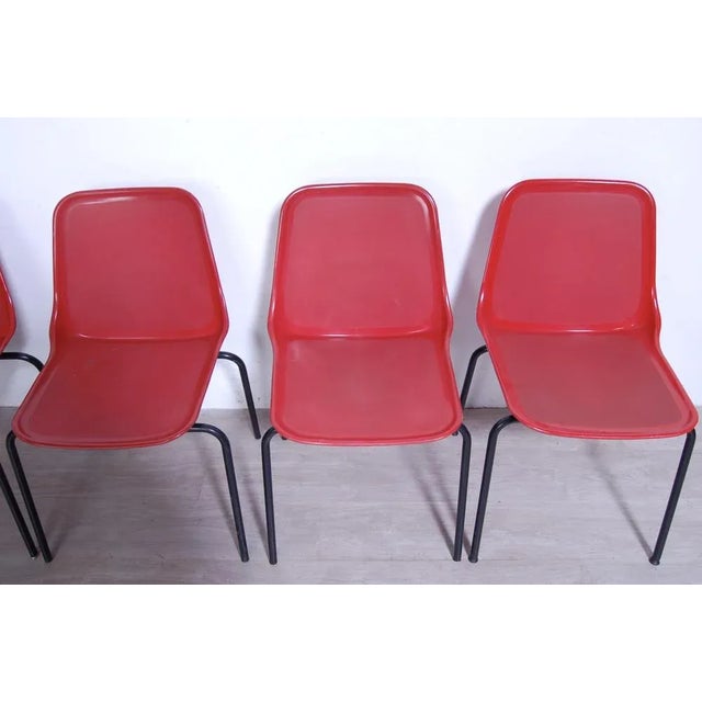 Red Chairs from MIM, Rome, 1960s, Set of 6 For Sale - Image 8 of 16