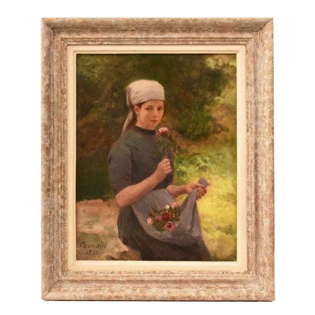 Portrait of Young Woman, 1890, Oil on Canvas For Sale - Image 10 of 10