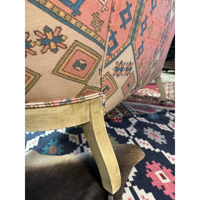 Vintage French Provincial Style Settee With Gorgeous Upholstery For Sale - Image 10 of 14