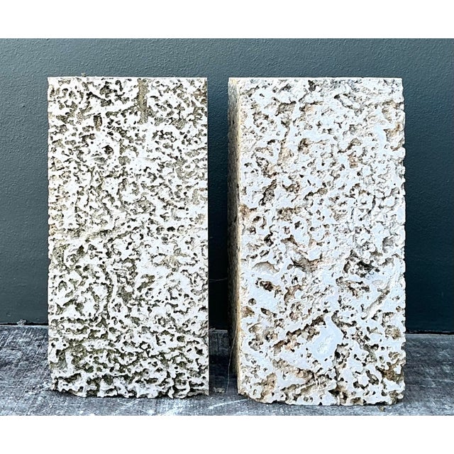 Vintage Coquina Stone Pedestals - A Pair For Sale - Image 12 of 12