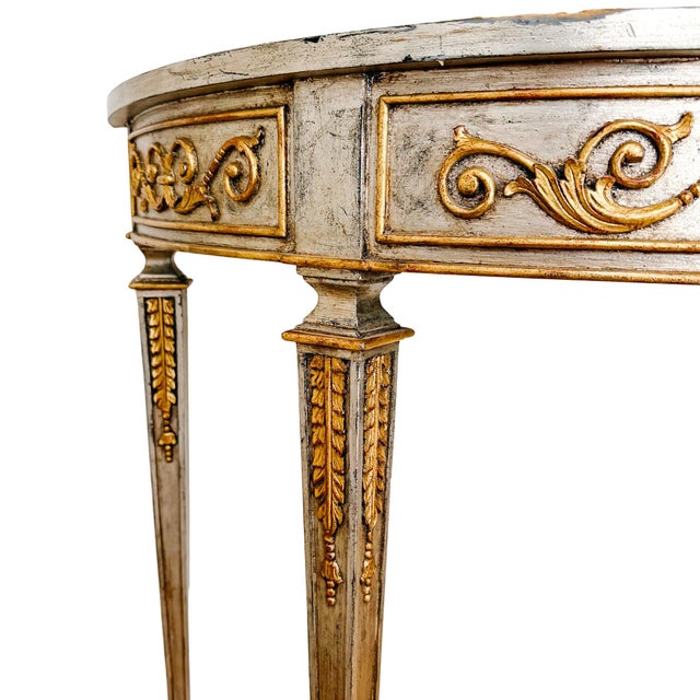 Wood Late 20th Century Maitland-Smith Silver Leaf & Gilt Neoclassical Demilune Console Table For Sale - Image 7 of 18