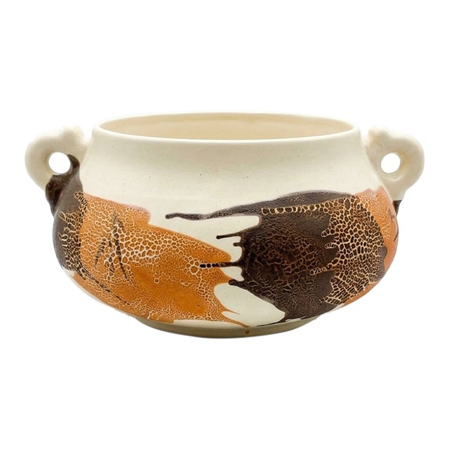 Vintage 1970s Royal Haeger "Earth Wrap" Double-Handled Lava Glaze Planter Bowl For Sale