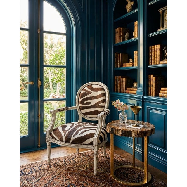 1990s Oly Studio Zebra-Print Cowhide Louis Armchair For Sale - Image 12 of 12