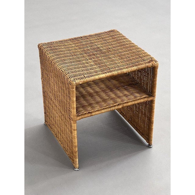 Wood Vintage Braided Wicker Bedside Tables, 1960s, Set of 2 For Sale - Image 7 of 8