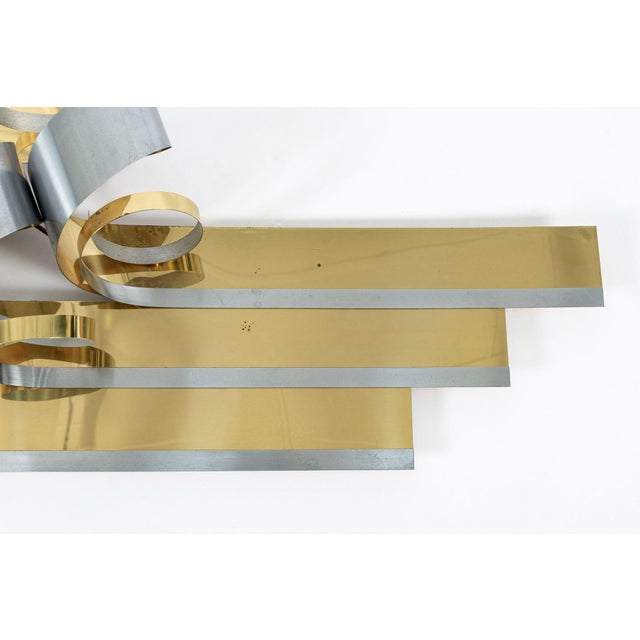 Vintage Mid Century Large Metal Ribbon Wall Art Sculpture by Curtis Jere 1980s For Sale - Image 9 of 11