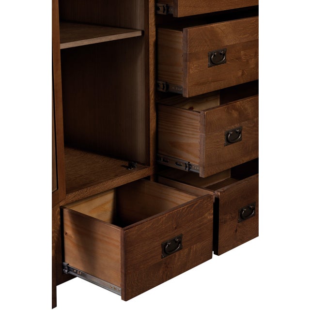 Mission Style Solid Oak Chest of Drawers - Walnut (Aw) For Sale - Image 4 of 11
