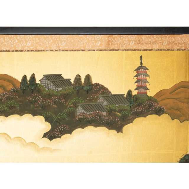 "The Tale of Genji", 1950s Showa Era Japanese Painted Byobu Screen For Sale - Image 14 of 18