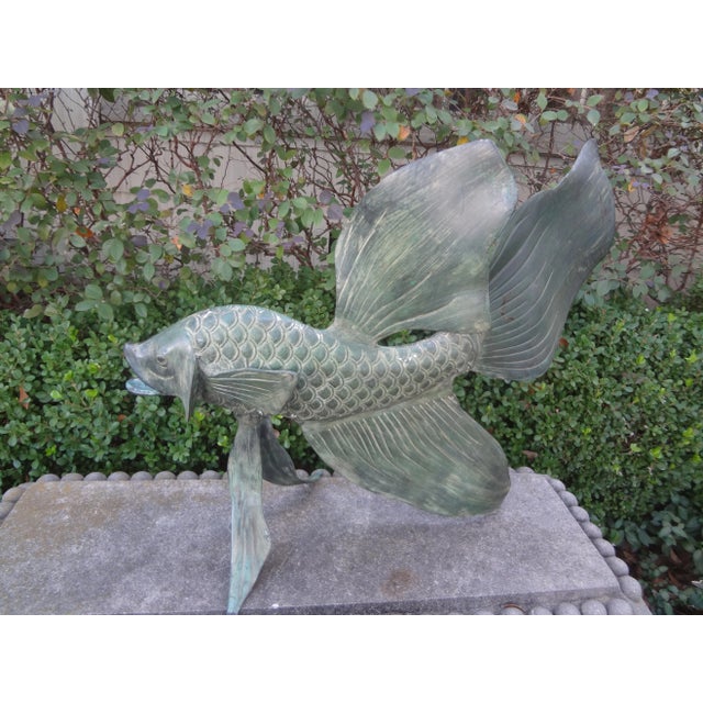 Metal Japanese Bronze Koi Fish Sculpture For Sale - Image 7 of 12