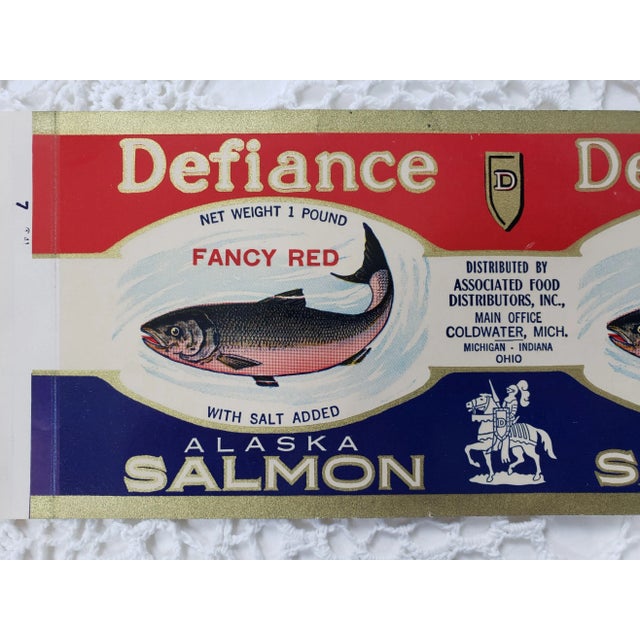 American Salmon Fish Labels Rustic Boho Wall Decor - a Pair For Sale - Image 3 of 10