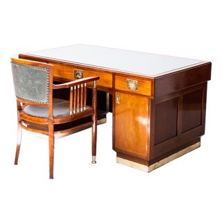 Art Nouveau Men's Desk and Armchair by J. W. Müller, 1905, Set of 2 For Sale