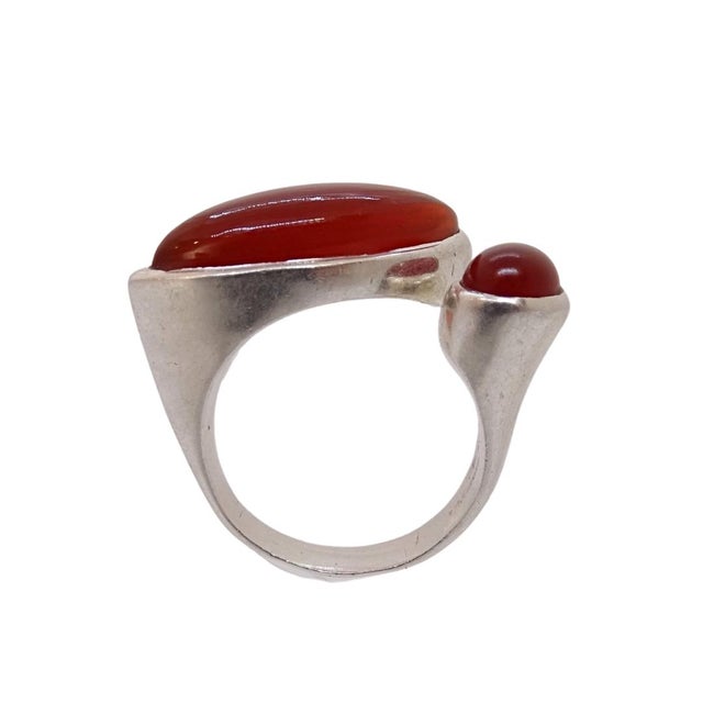 "Together" Ring, Carnelian, 925 Sterling Silver, 21st Century – Italy A delicate "together" ring in sterling silver,...