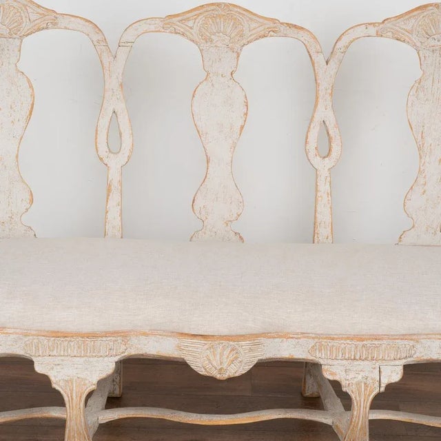Swedish Rococo White Painted Bench Settee, Circa 1760-80 For Sale - Image 9 of 13