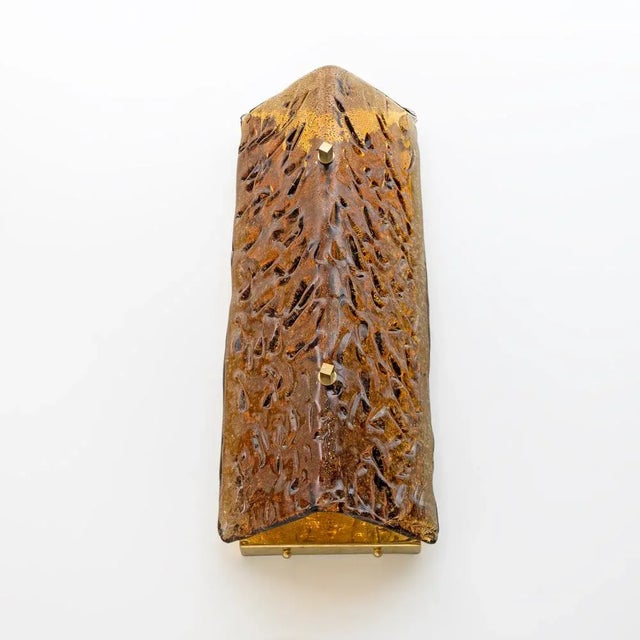 Gold Amber Murano Glass and Brass Sconces from Mazzega, Set of 2 For Sale - Image 8 of 13