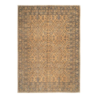 10x14 Afghan Hand-Knotted Samarkand Khotan Pomegranate Wool Rug in Gold & Grey For Sale