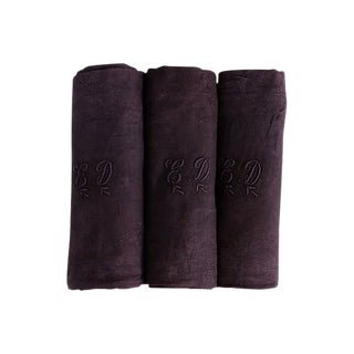 Antique French Dark Plum "Ed" Linen Napkins - Set of 8 For Sale