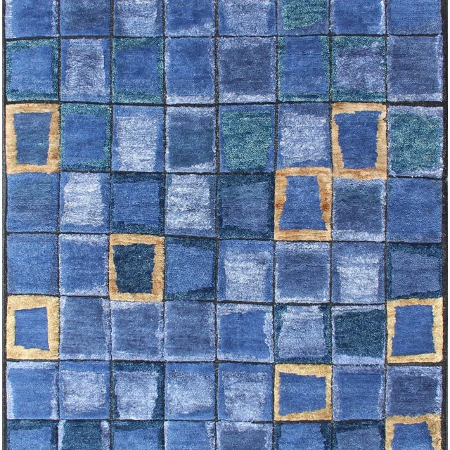 Scandinavian Piled Rug by Keivan Woven Arts, Geometric Design 5'1 X 7'6 For Sale - Image 4 of 11