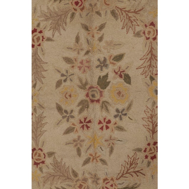 Antique 20th Century Hooked Rug in Gold With Floral Wreath Design - Rug & Kilim For Sale - Image 9 of 10