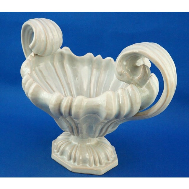 Antique Cerulean Ceramic Centerpiece Vase, 1890s For Sale - Image 13 of 18