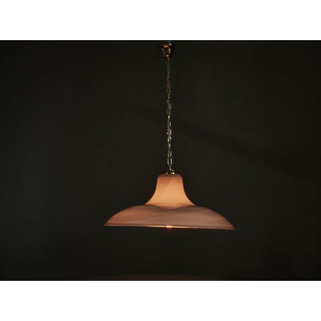 Italian Murano Glass Swirl Pendant Light with Brass, 1970s For Sale - Image 3 of 12