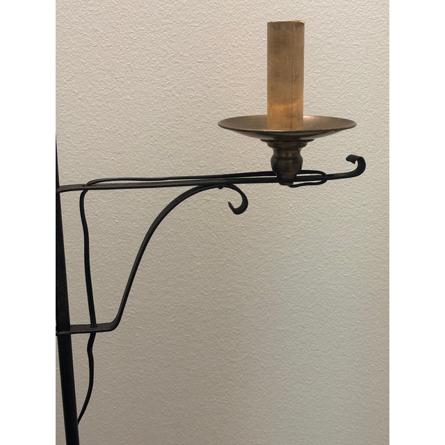 Antique Early 20th Century American Wrought Iron Bridge Arm Floor Lamp For Sale - Image 10 of 18