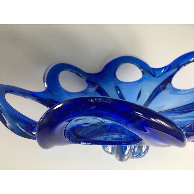 Vintage Blue and White Murano Glass Bowl, 1950s For Sale - Image 13 of 18