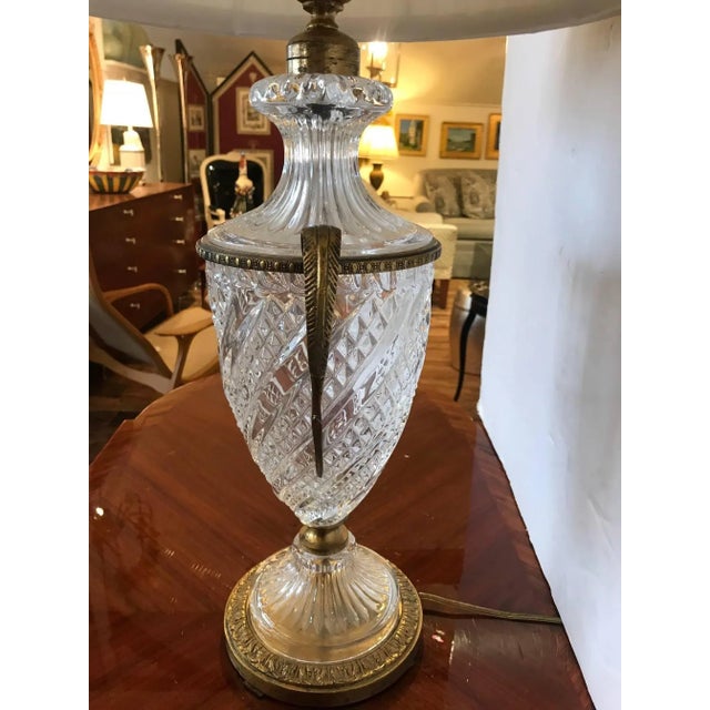 Regal Austrian Crystal Table Lamp With Bronze Decoration For Sale - Image 4 of 8