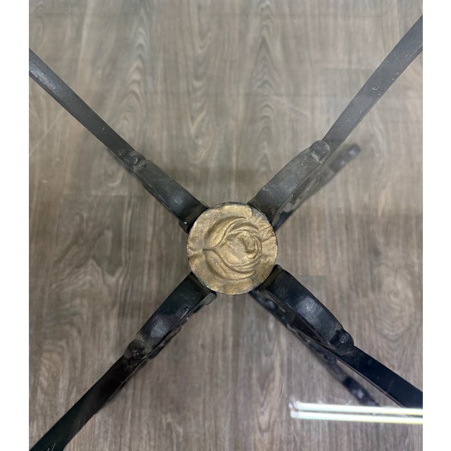 Vintage Hollywood Regency Style Wrought Iron and Glass Center Breakfast Table For Sale - Image 11 of 12