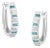 10k White Gold Round and Blue Baguette 1/2 cttw Diamond Hoop Earrings (I-J Color, I2-I3 Clarity) For Sale
