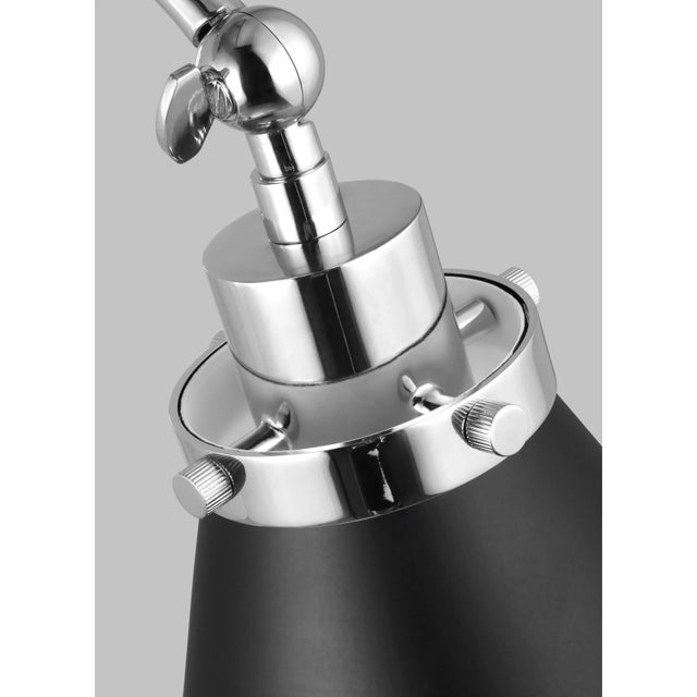 2020s Chapman & Myers by Visual Comfort Studio Wellfleet Double Arm Cone Task Sconce, Midnight Black & Polished Nickel For Sale - Image 5 of 7