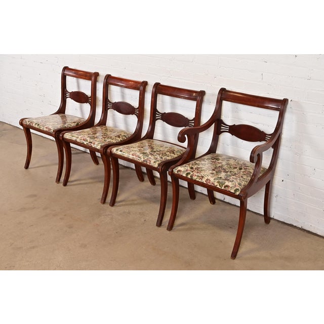 Kindel Furniture Style Regency Carved Mahogany Dining Chairs, Set of Four For Sale - Image 13 of 13