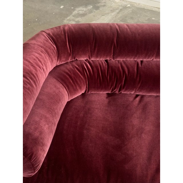 Textile 1990s Post Modern Sofa in Burgundy Velvet For Sale - Image 7 of 14
