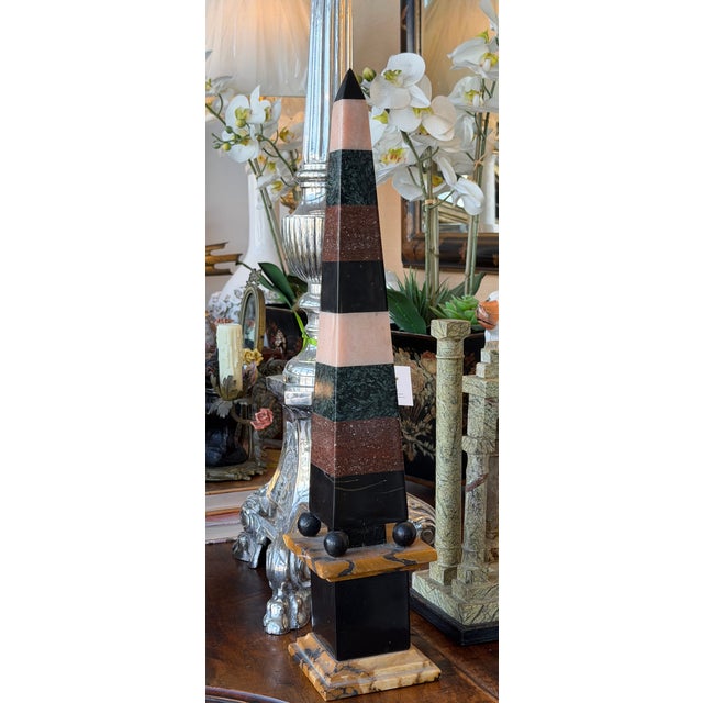 Antique Grand Tour Marble Inlaid Obelisk.