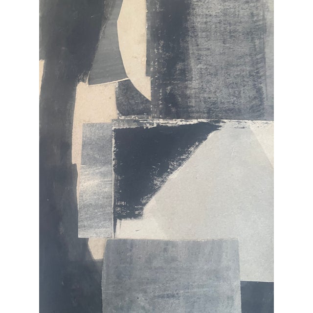 1960s 1960’s Cubism Style Black, Gray & Beige Abstract Mixed Media Collage by Kielm. For Sale - Image 5 of 9