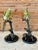 Late 20th Century Coastal Tropical Bronze Hand Painted Parrot Statues on Marble Bases-Pair For Sale - Image 4 of 12