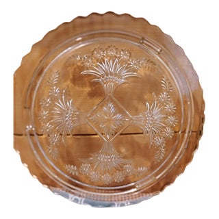 Vintage Depression Crystal Cake Platter For Sale