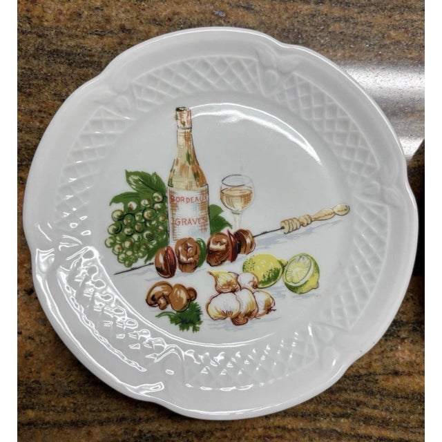 Burgundy 1990s Philippe Deshoulières “Edition Louiroux” French Porcelain Dessert Plates – Set of 5 For Sale - Image 8 of 8