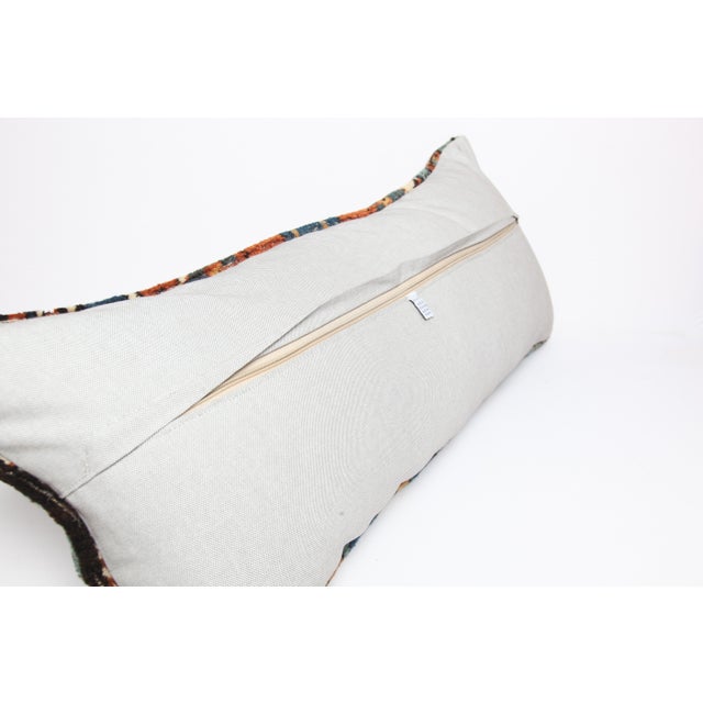 Antique Caucasian Tribal Rug Pillow – Handwoven 16" X 37" For Sale - Image 9 of 9