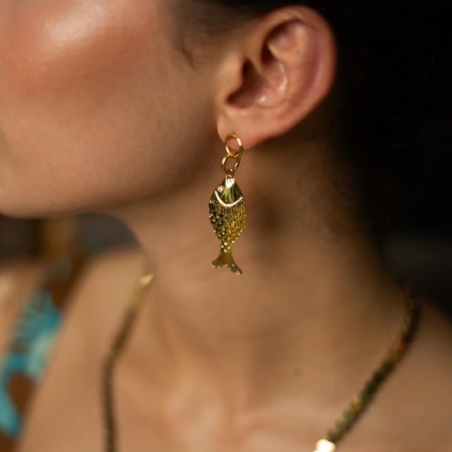 Golden Fortune Fish Dangle Earrings, A Pair For Sale In Miami - Image 6 of 7