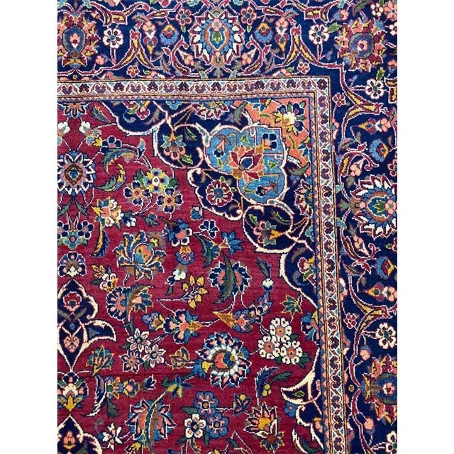 Textile 1960s Old Persian Kashan Area Rug 4’5″ X 7’0″ For Sale - Image 7 of 11