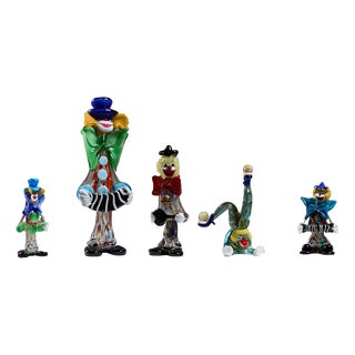 Mid-Century Murano Glass Clowns Figurines, 1950s, Set of 5 For Sale