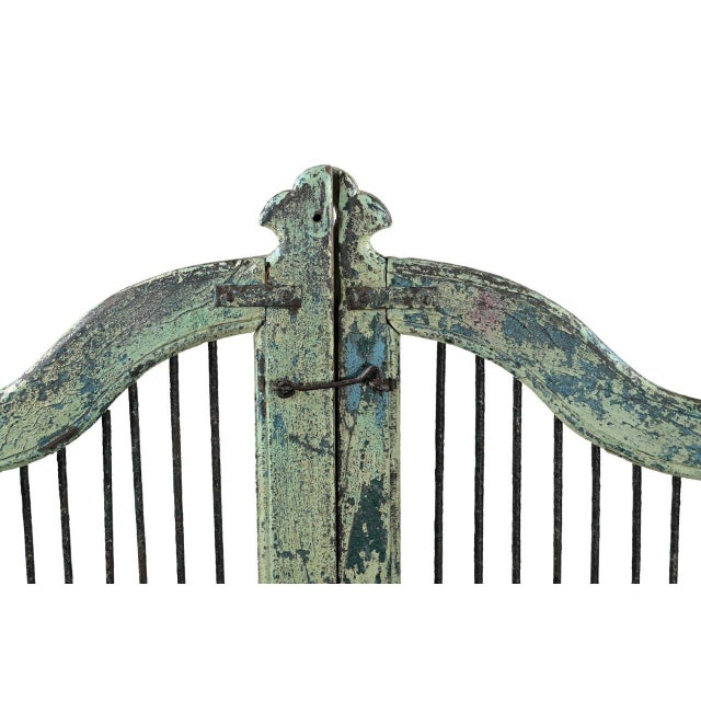 This Vintage Indian Painted Teakwood Garden Gate, often referred to as a "Dog Door," is handcrafted from solid teakwood,...
