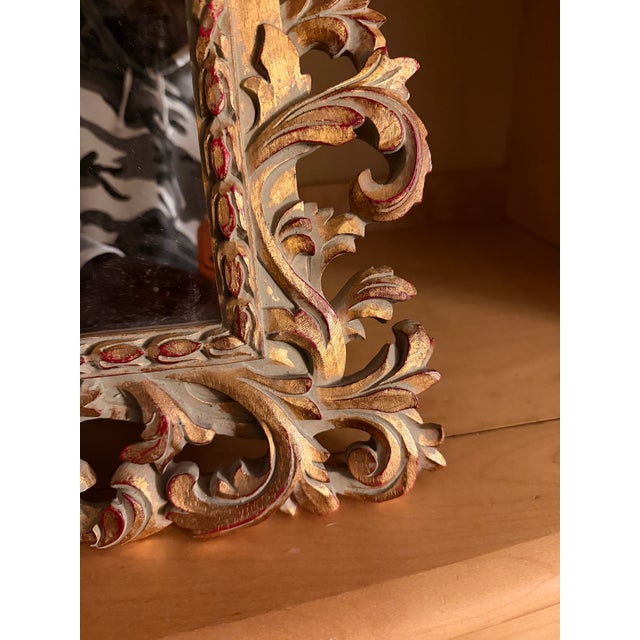 Wood Antique Victorian Rococo Revival Gilt Wood Mirror - Genuine Gold Leaf Over Red Bole, C. 1890 For Sale - Image 7 of 10