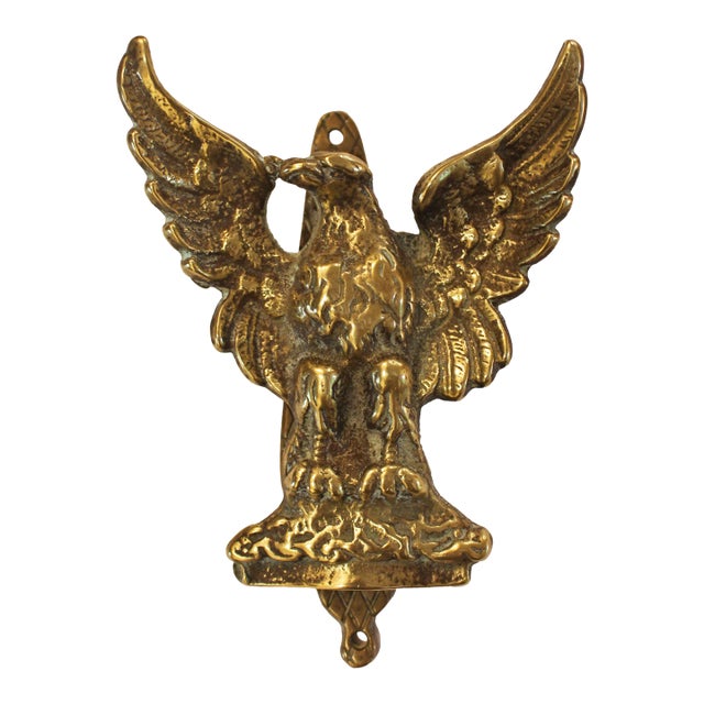 Circa 1900 Antique English Brass Eagle Door Knocker For Sale