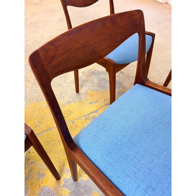 Blue Light Blue Upholstered Teak Chairs by Vilhelm Wohlert for Poul JeppesensMöbelfabrik, 1956, Set of 4 For Sale - Image 8 of 11